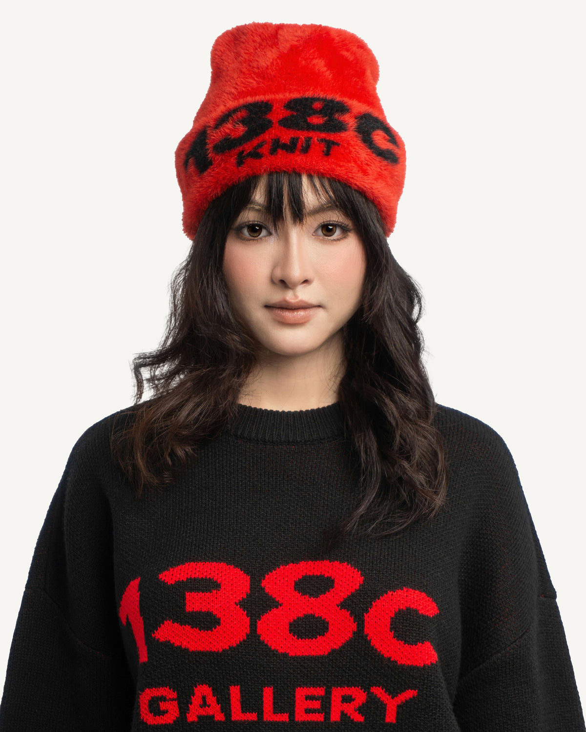 138knitwear / Signature Love Knit Fuzzy Beanie-6
