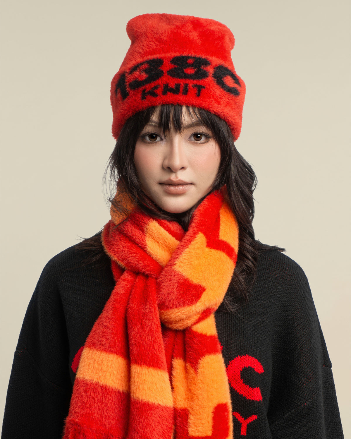 138knitwear / Signature Love Knit Fuzzy Beanie-6