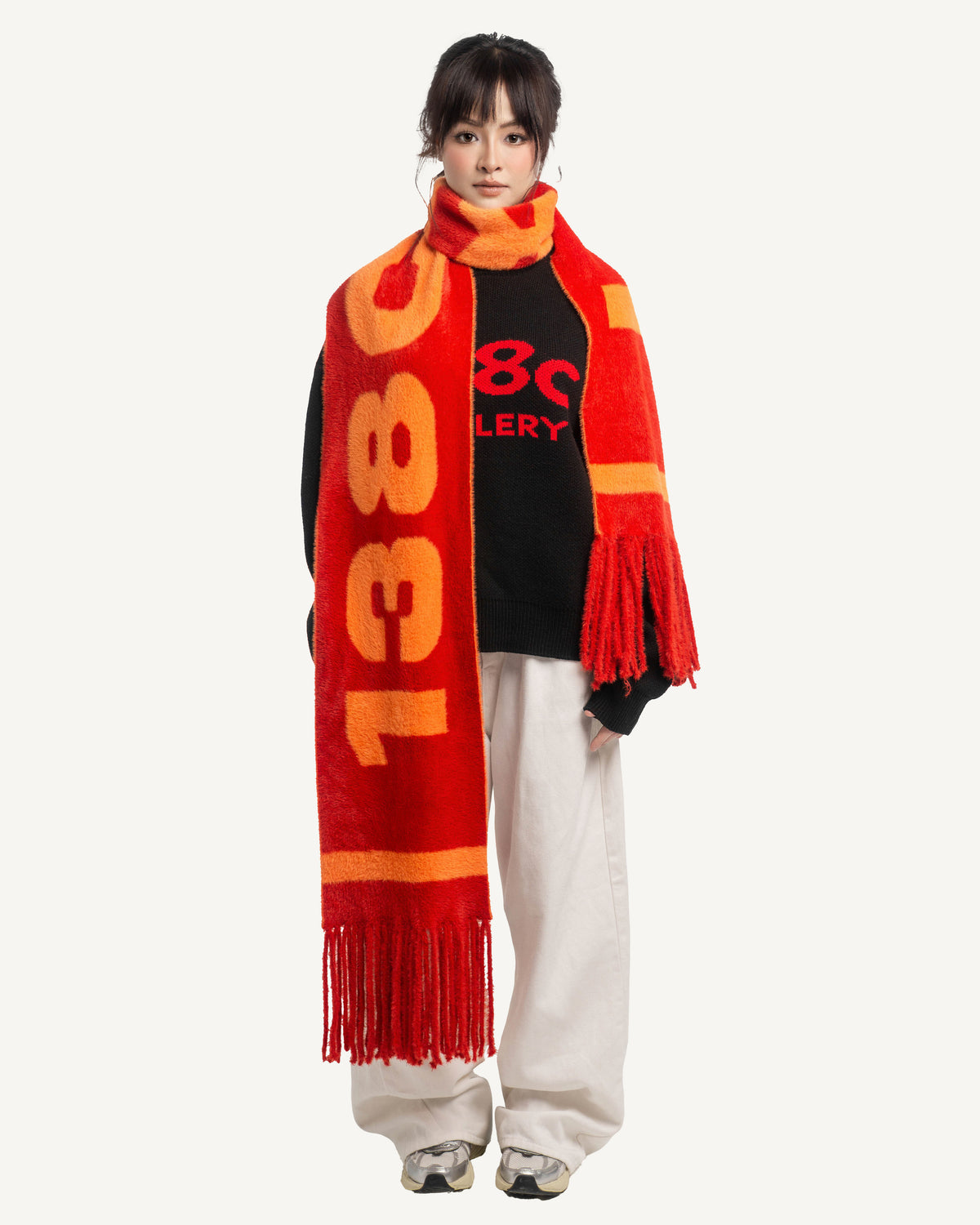 138knitwear / Signature Love Knit Fuzzy Scarf-2