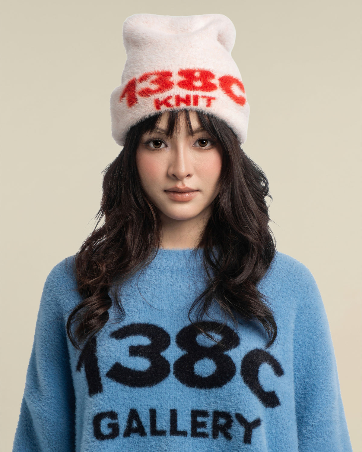 138knitwear / Signature Love Knit Fuzzy Beanie-11