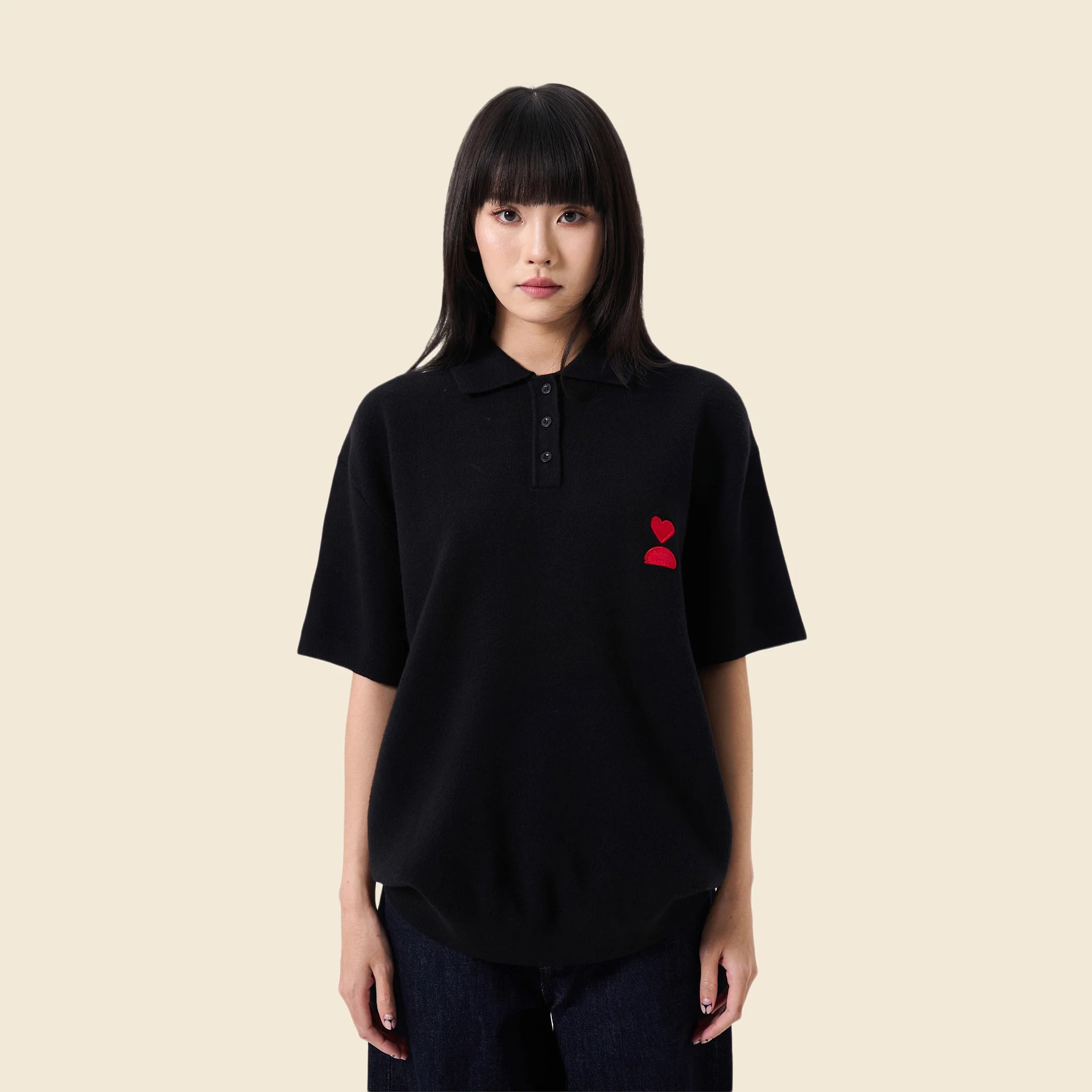 138loveyourself/ Love User Knit Polo T-Shirt-1