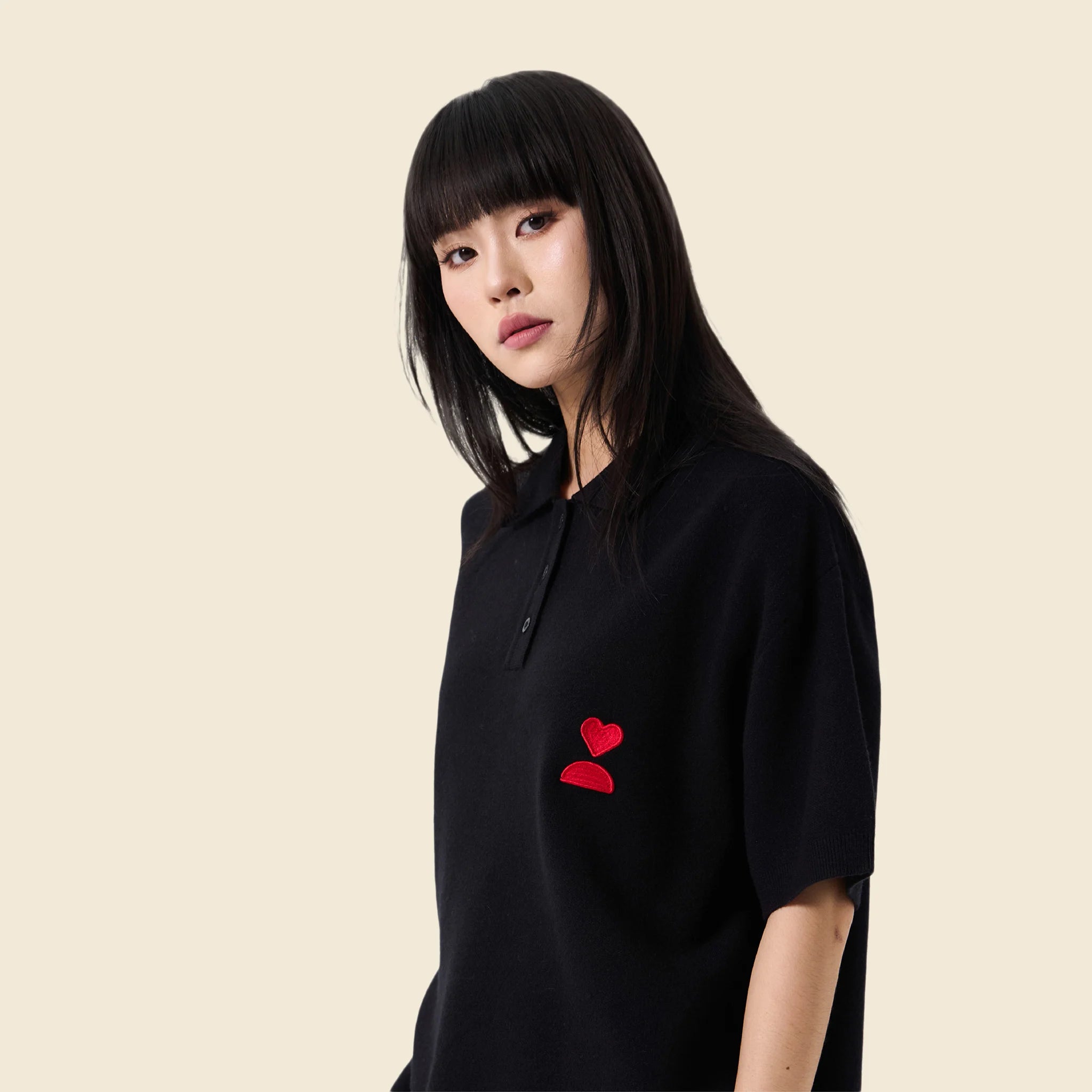 138loveyourself/ Love User Knit Polo T-Shirt-3