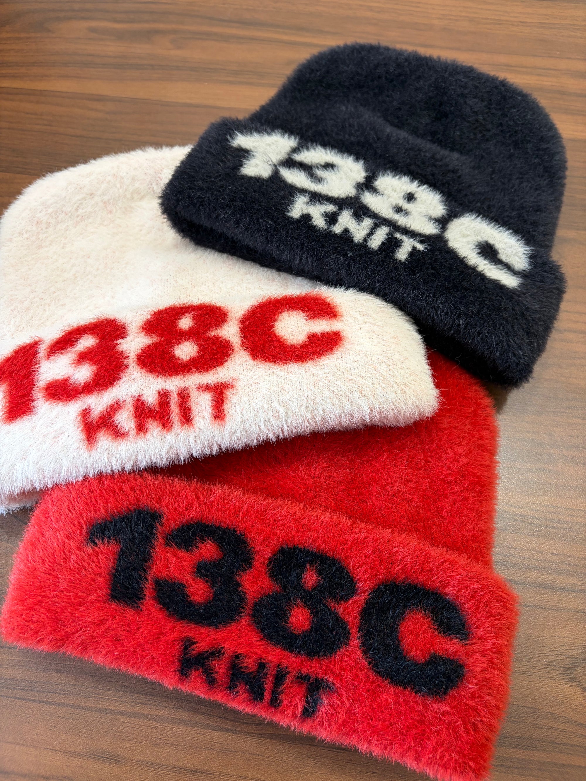 138knitwear / Signature Love Knit Fuzzy Beanie
