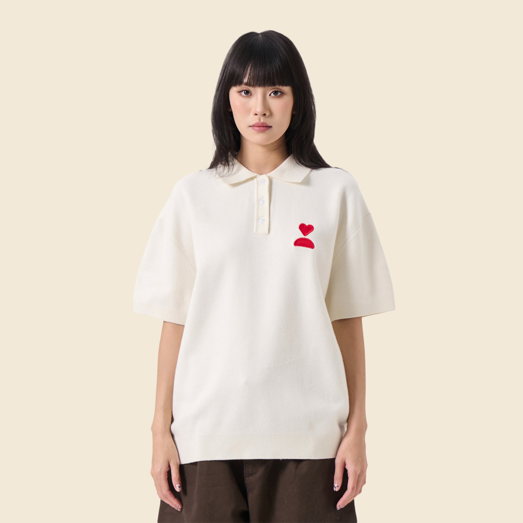 138loveyourself/ Love User Knit Polo T-Shirt-2