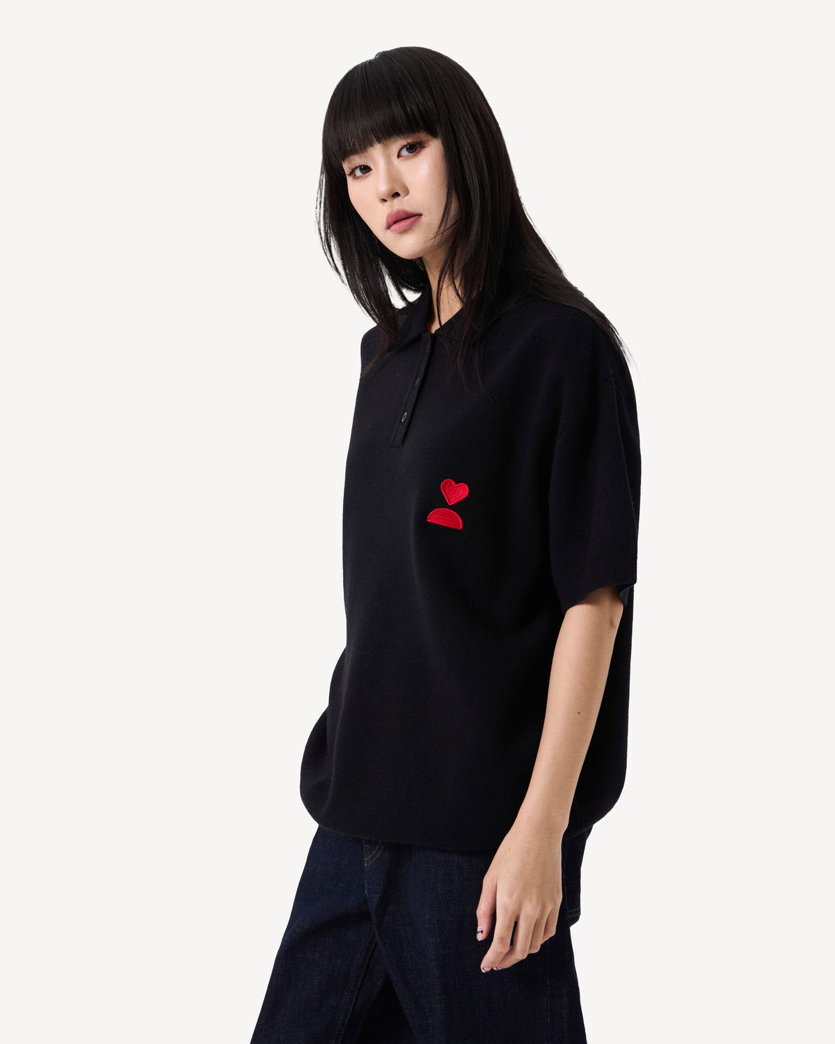 138loveyourself/ Love User Knit Polo T-Shirt-4